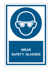 Wear Safety Glasses Symbol Sign Isolate On White Background,Vector Illustration EPS.10