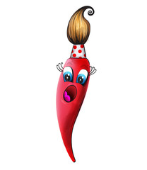 Brush cartoon character Vector. Happy girly face smilling school concepts