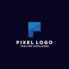 Letter P Pixel Logo Vector Logo Design Template. Technology and Geometric Icon. Alphabet And Digital Symbol.