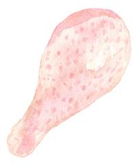 Hand painted watercolor chicken meat. Isolated on white background.