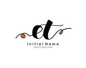 E T ET Initial brush color logo template vetor