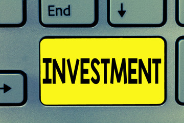Word writing text Investment. Business concept for Action or process of investing money for...