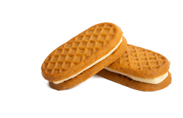 biscuit sandwich with milk cream isolated