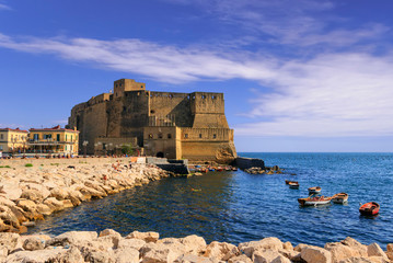 Castel dell'Ovo (Egg Castle) a medieval fortress in the bay of Naples, Italy.