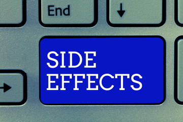 Handwriting text Side Effects. Concept meaning An unintended negative reaction to a medicine and treatment.