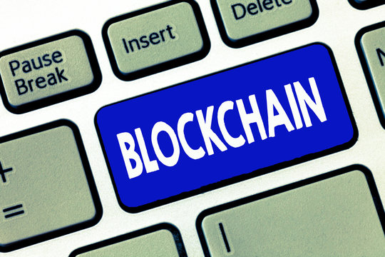 Word writing text Blockchain. Business concept for Digital ledger transactions are made in cryptocurrencies.