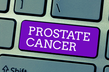 Word writing text Prostate Cancer. Business concept for Cancer that occurs in the gland of male...