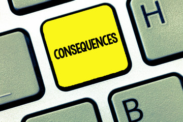 Word writing text Consequences. Business concept for Effect result or outcome of something...