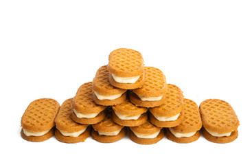 biscuit sandwich with milk cream isolated