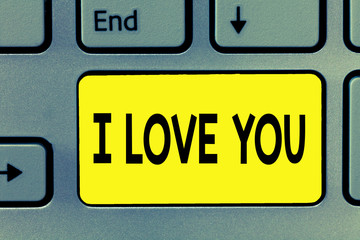 Word writing text I Love You. Business concept for Expressing roanalysistic feelings for someone Positive emotion.
