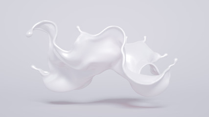 Splash of bright liquid on a white background. 3d illustration, 3d rendering.