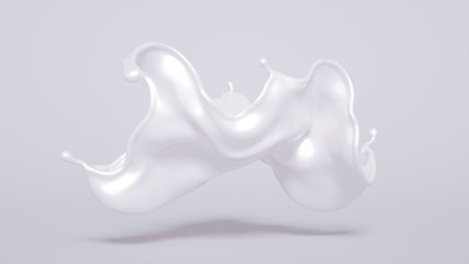 Splash of bright liquid on a white background. 3d illustration, 3d rendering.
