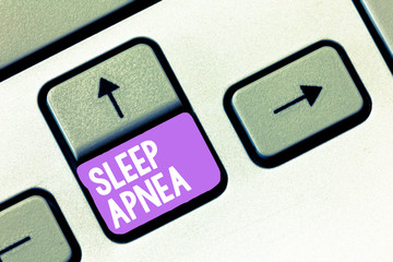 Handwriting text Sleep Apnea. Concept meaning The temporary stoppage of breathing during sleep...