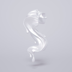 Splash of bright liquid on a white background. 3d illustration, 3d rendering.