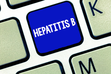 Text sign showing Hepatitis B. Conceptual photo Severe form of viral hepatitis transmitted in infected blood.