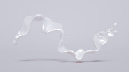 Splash of bright liquid on a white background. 3d illustration, 3d rendering.