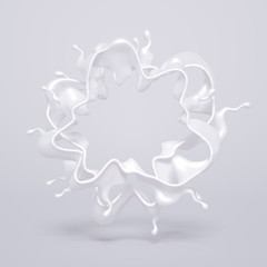 Splash of bright liquid on a white background. 3d illustration, 3d rendering.