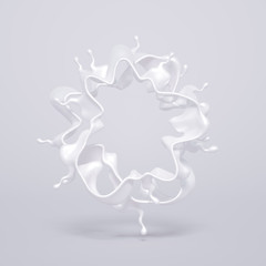 Splash of bright liquid on a white background. 3d illustration, 3d rendering.