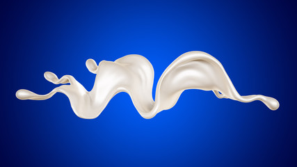 A splash of milk on a blue background. 3d illustration, 3d rendering.