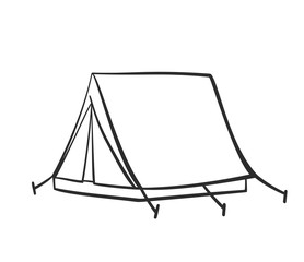 Doodle tent illustration on white for tourism