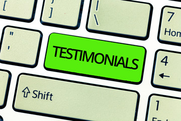 Text sign showing Testimonials. Conceptual photo Formal statement testifying to someone...