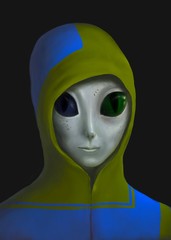 Portrait of alien painting illustration