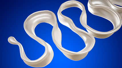 A splash of milk on a blue background. 3d illustration, 3d rendering.