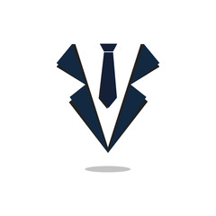The business icon of the men's suit is in blue tones and white background