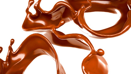 Splash of chocolate 3d illustration, 3d rendering.