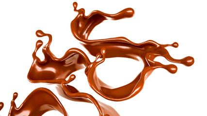 Splash of chocolate 3d illustration, 3d rendering.