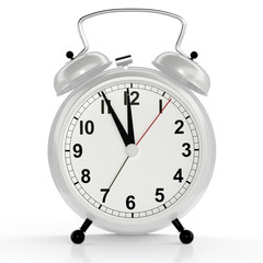 Alarm clock on white background. 3D rendering