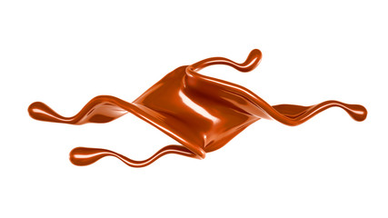 Splash of chocolate 3d illustration, 3d rendering.