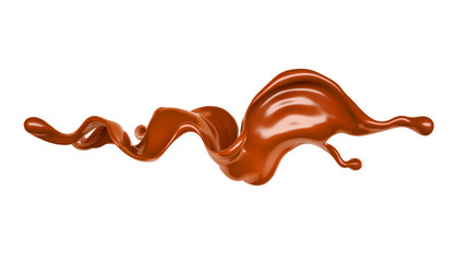 Splash of chocolate 3d illustration, 3d rendering.