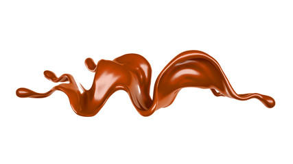 Splash of chocolate 3d illustration, 3d rendering.