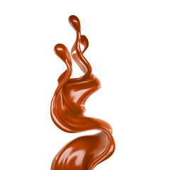 Splash of chocolate 3d illustration, 3d rendering.