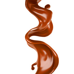 Splash of chocolate 3d illustration, 3d rendering.