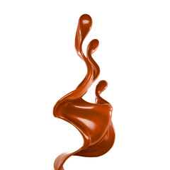 Splash of chocolate 3d illustration, 3d rendering.