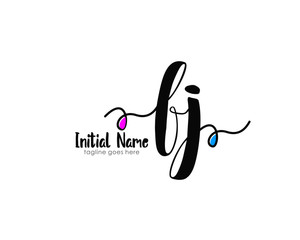 F J FJ Initial brush color logo template vetor