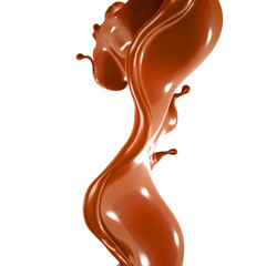 Splash of chocolate 3d illustration, 3d rendering.