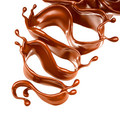 Splash of chocolate 3d illustration, 3d rendering.
