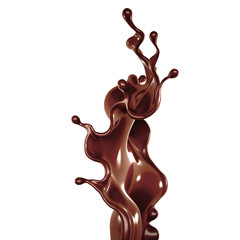 Splash of chocolate 3d illustration, 3d rendering.