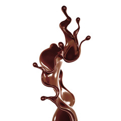 Splash of chocolate 3d illustration, 3d rendering.