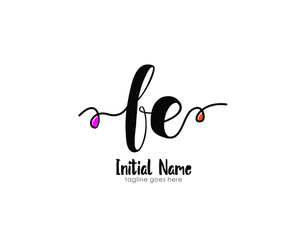 F E FE Initial brush color logo template vetor