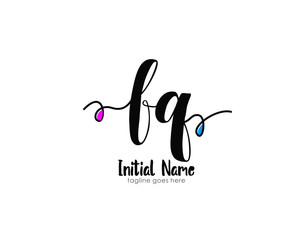 F Q FQ Initial brush color logo template vetor