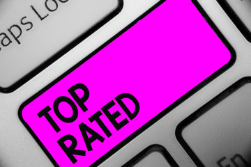 Word writing text Top Rated. Business concept for The high amount of a charge or payment based on...