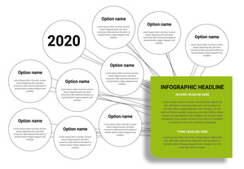 Info Chart Layout with Circles and Green Accents