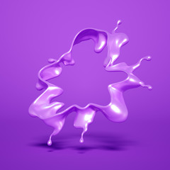 Splash of purple paint. 3d illustration, 3d rendering.