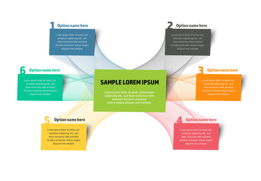 Colorful Abstract Info Chart Map with 6 Boxes