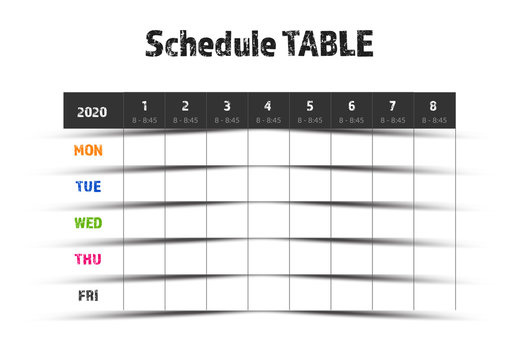 School Schedule Table Layout