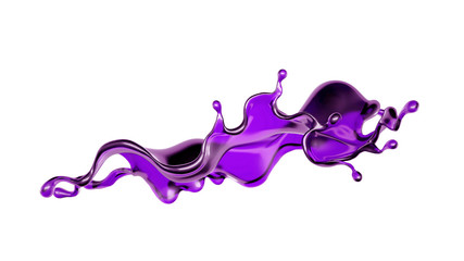 Splash of purple paint on a white background. 3d illustration, 3d rendering.